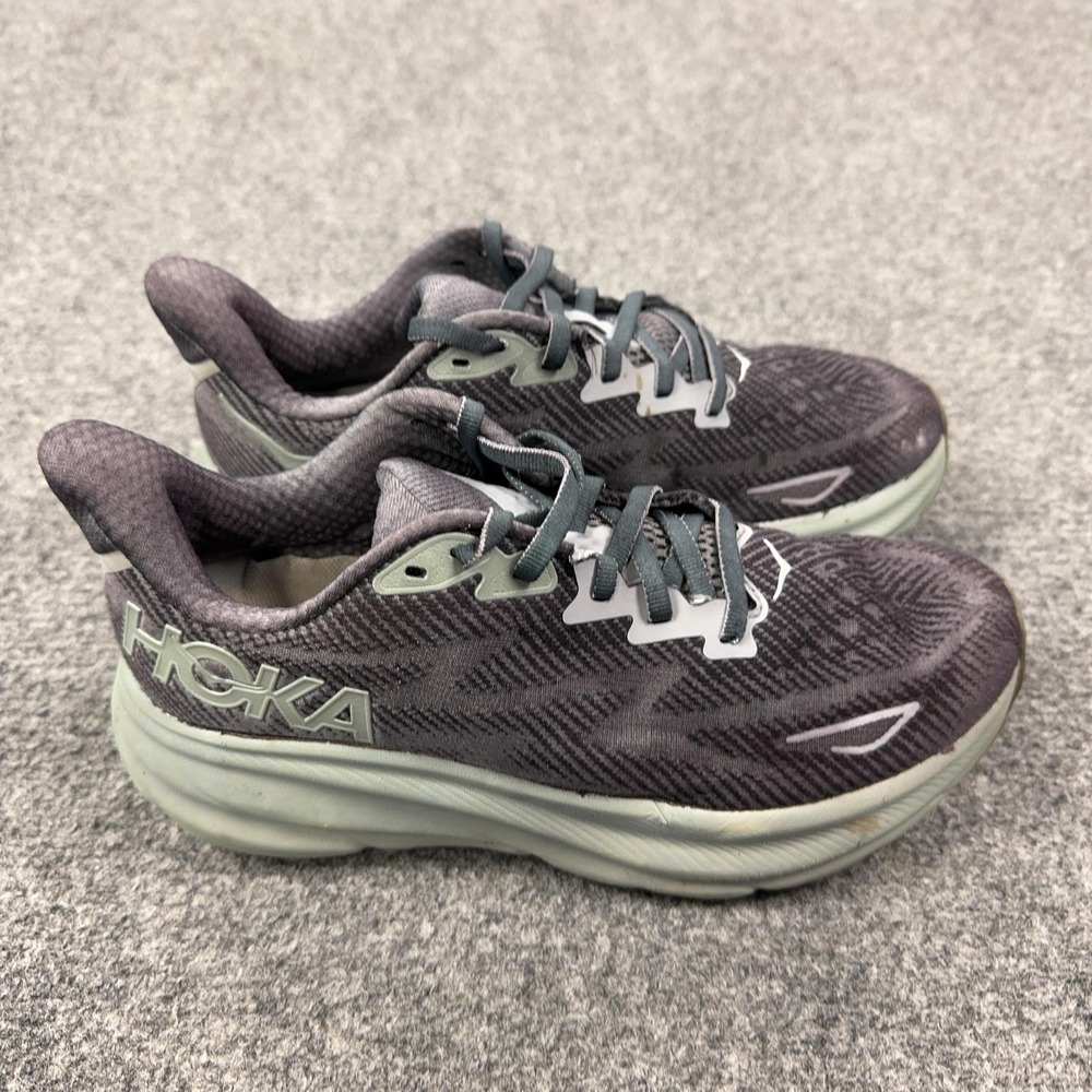 Hoka One One Clifton 9 Shoes Womens Size 7 Gray Running Sneakers 1127896